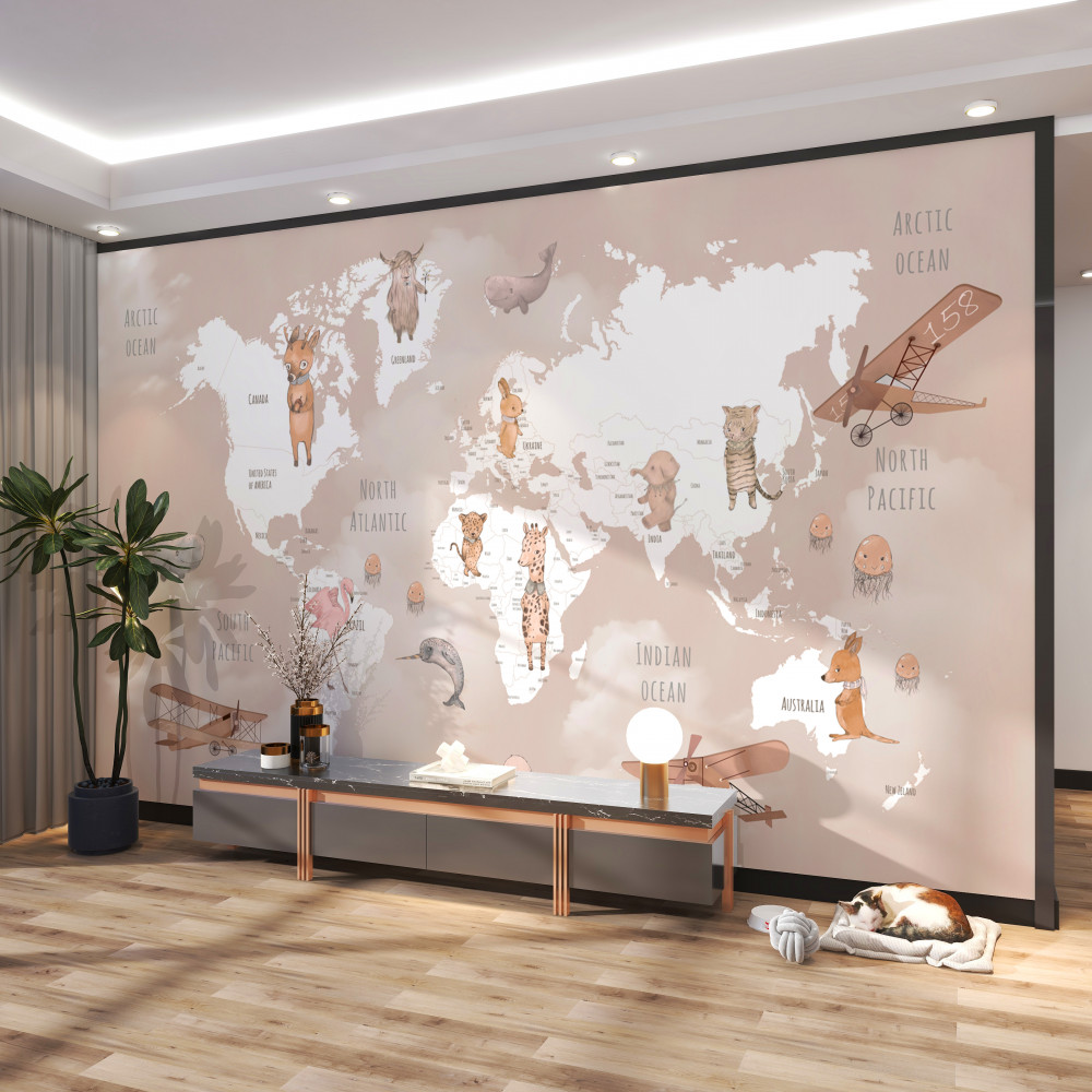 Fototapeten Weltkarte für Kinder